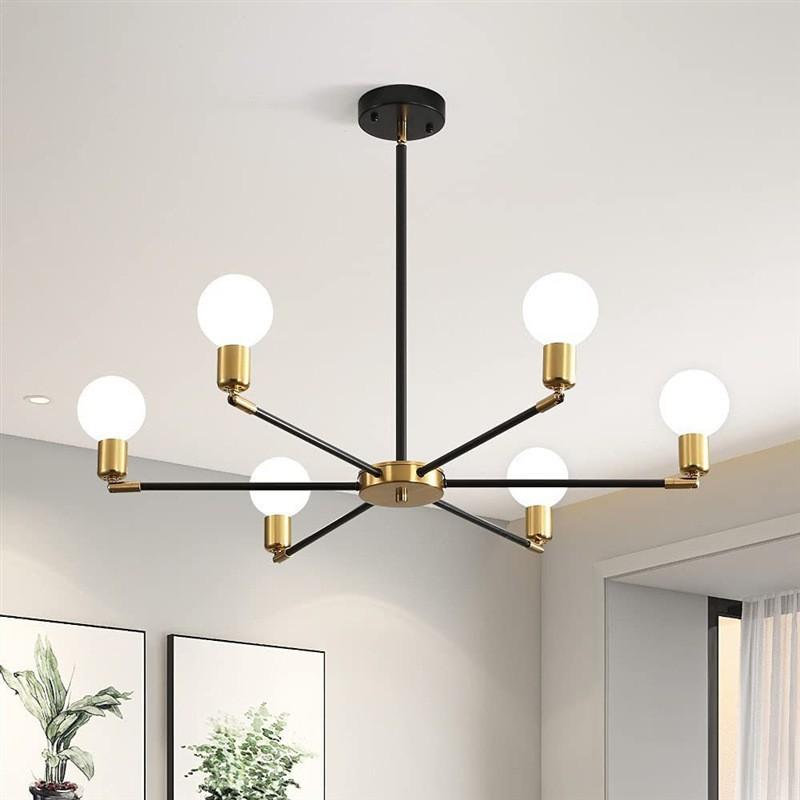 Vintage Pendant Lamp LED Gold Black 6/8 Bulbs Ceiling Light Modern Home Decoration Chandelier Lamp Balcony Kitchen Living Room