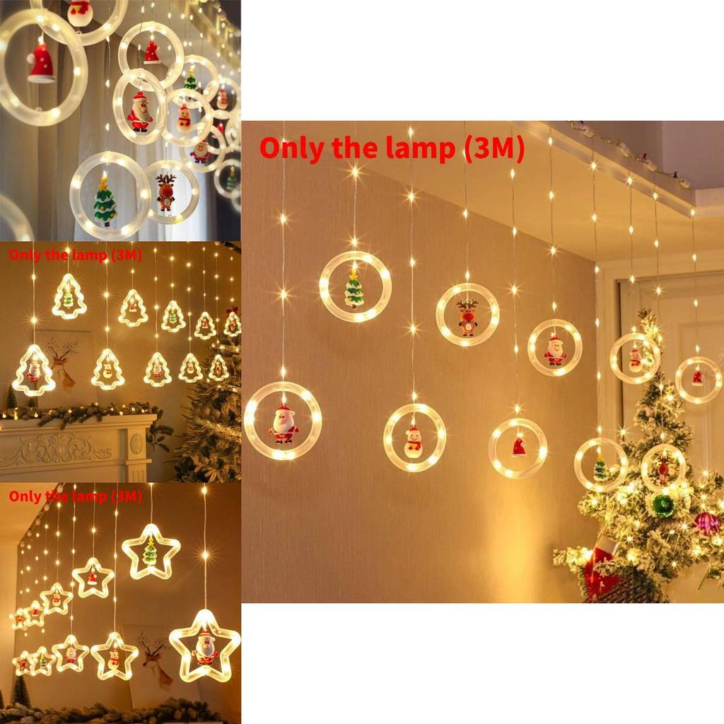 Christmas Led Curtain Lights With Snowman And Santa Shapes For Holiday Party And Indoor Use