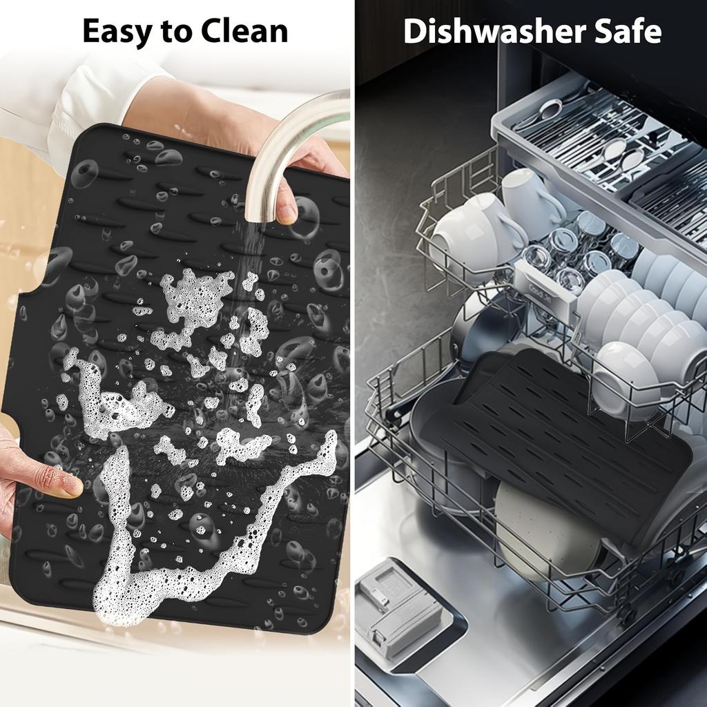 Kitchen Anti Slip Silicone Drainage Pad, Cutlery Storage Rack, Built-in Drainage Design, Heat-resistant and Easy To Clean, Suitable for Kitchen Use