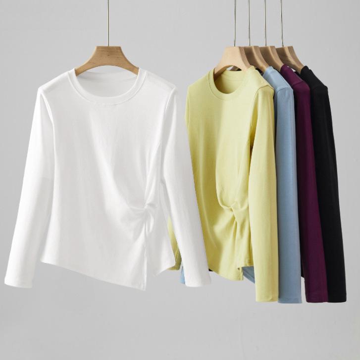 "2025 Autumn/Winter French Slim Fit Long Sleeve Women's Base Layer Tee”