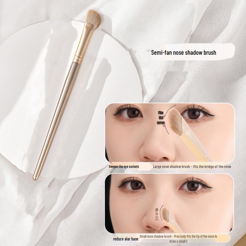 Sickle-Shaped Nose Contour Brush: Half-Fan Slanted Head for Highlighting, Contouring, and Shading. Ideal Small Brush for Beginners.