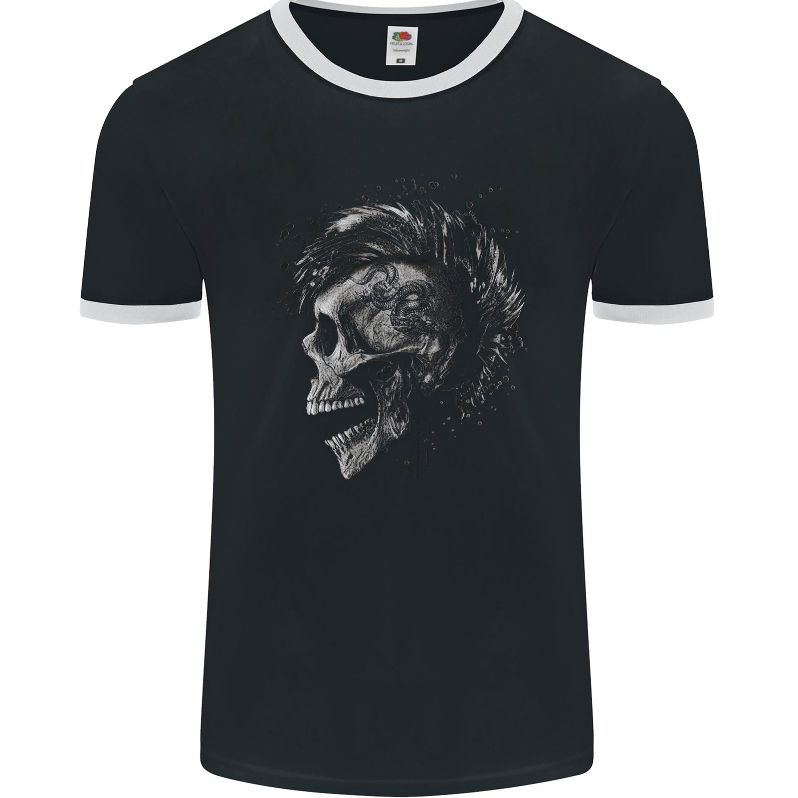 26 Punk Rock Skull With Tattoos Skull Music Mens Ringer T-Shirt FotL Unisex T-Shirt XXXL
