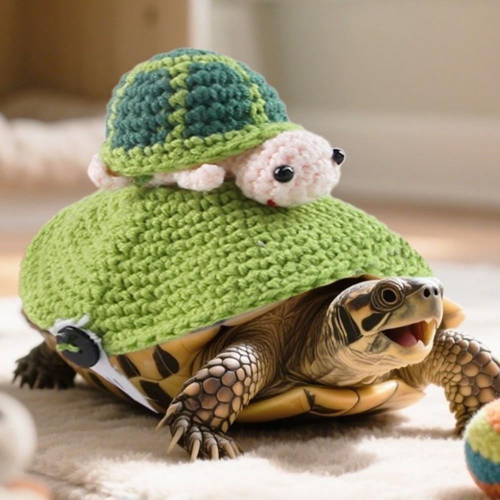Knitted Pet Tortoise Clothes Handmade Small Animal Apparel Turtle Cosplay Costume  Halloween Party