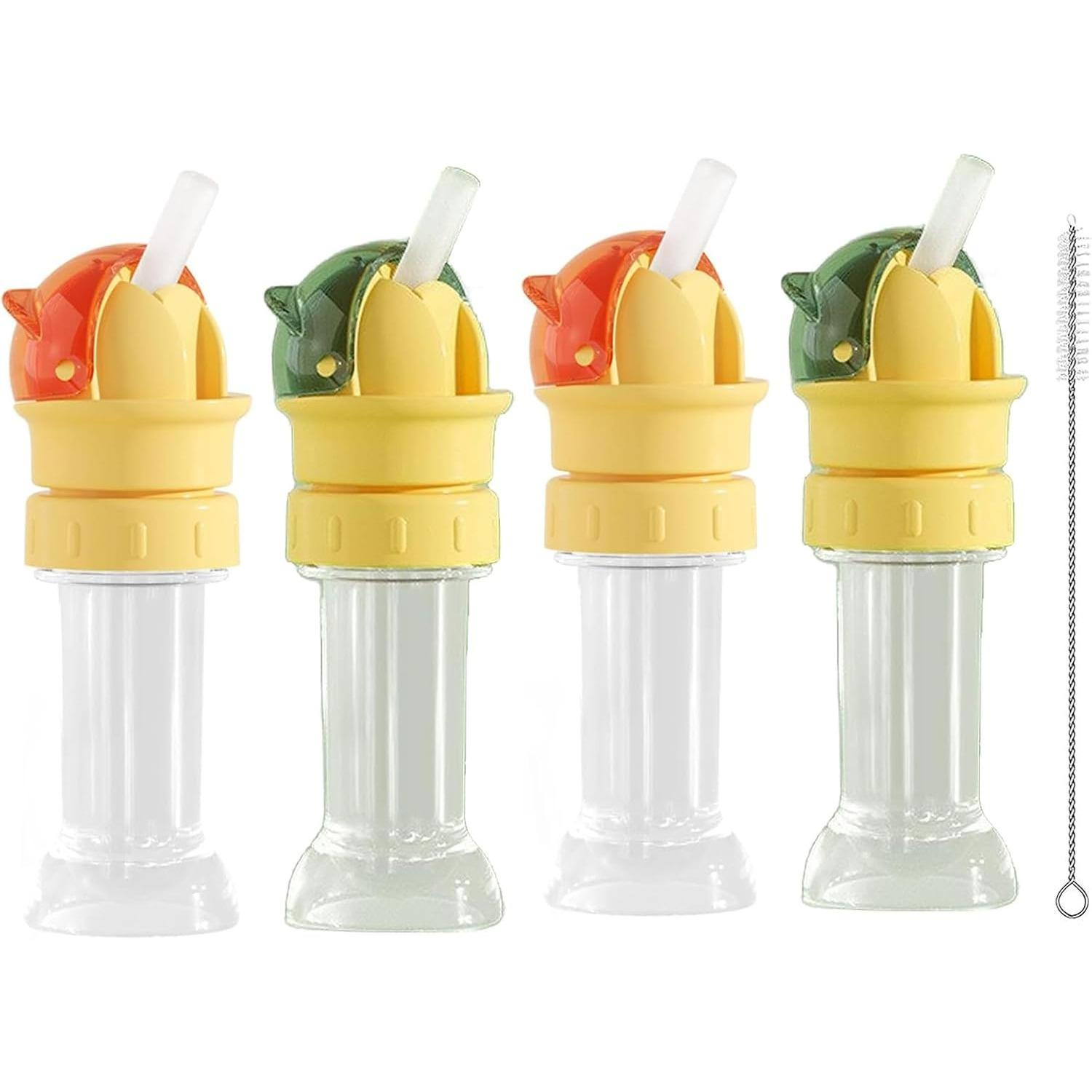 4 PCS Reusable Children Beverage Water Bottle Straw Lid,Kids Water Bottle Spout Conversion Cap with Straw,Water Bottle Spout Conversion Cap with Straw 4-Pack
