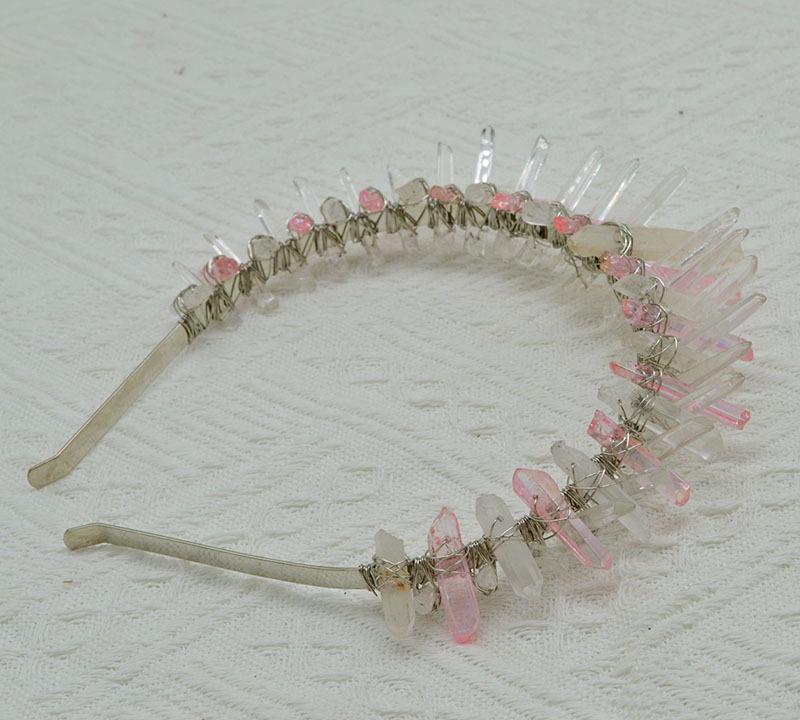 Pink Two-Tone Crystal Crown Headband - Halloween Hair Accessory
