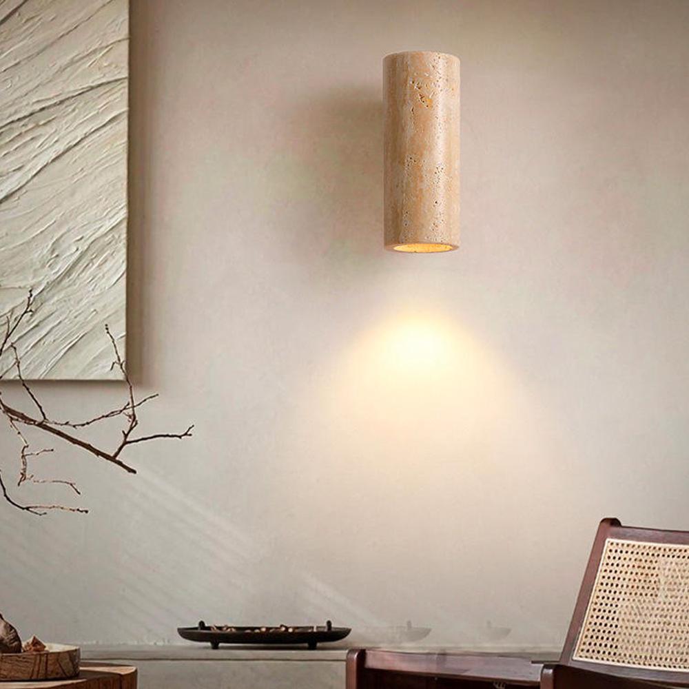 Natural Yellow Travertine Japanese Style Wabi Sabi Bedroom Bedside Lamp Homestay Living Room Villa Courtyard Balcony Wall Light