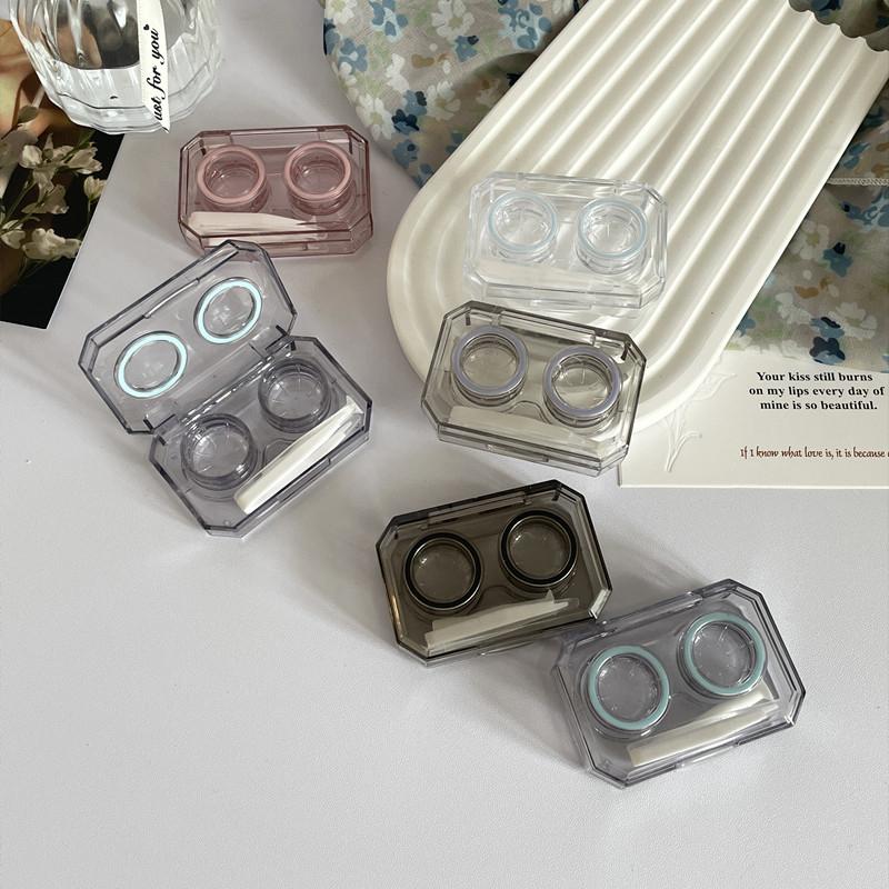 Čiré pouzdro na mini kontaktní čočky se zrcátkem Cestovní sada Přenosné oči Namáčecí nádobka na kontaktní čočky Jednoduchá úložná krabička Unisex dárek