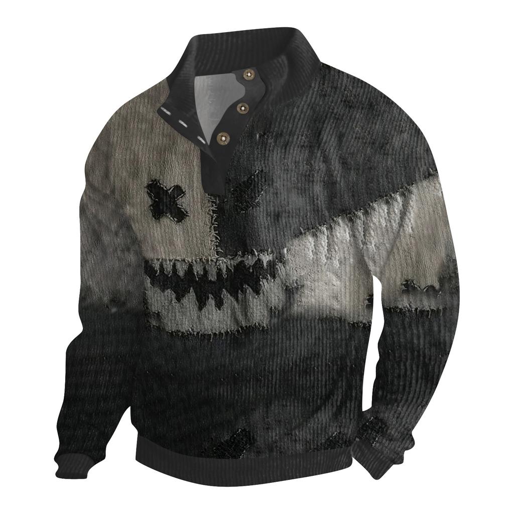 Men's Halloween Printed Corduroy Button Shirt