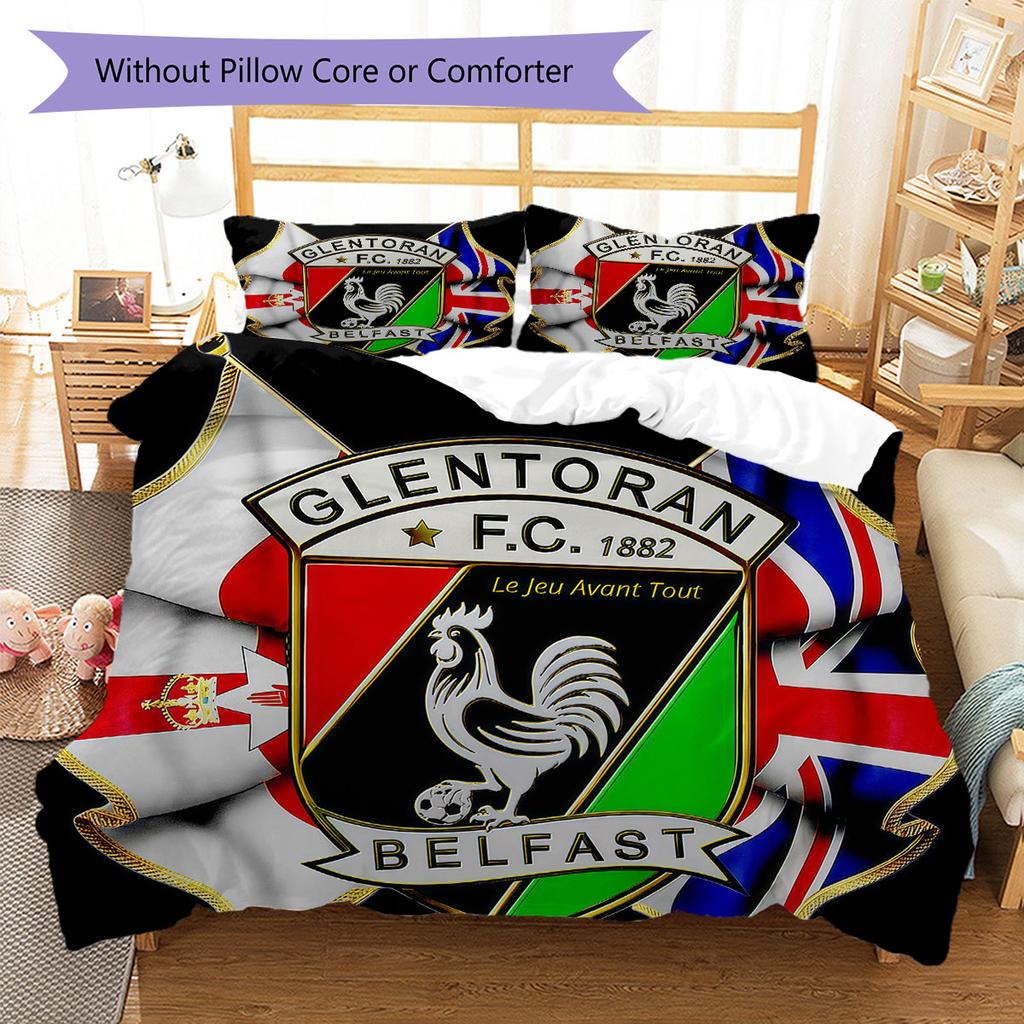 Glentoran History Bedding Quilt Set Quilt Cover Pillowcase Home Decoration Birthday Gift (1 * Duvet Cover + 2 * Pillowcase, Without Core)