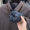 Men's Shirt Collar Faux Two-Piece Thickened Sweater
