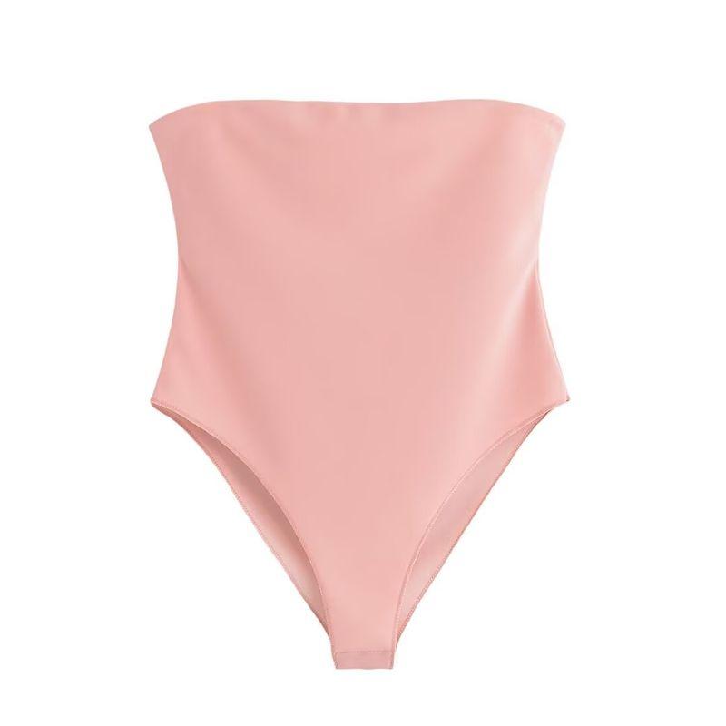 

Kaslead Новая женская одежда Западный стиль Мода Простой эластичный комбинезон на запах 5584185 Pink M