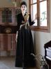 Evening dress female high-end sense black long-sleeved high-end atmosphere annual meeting host vocal art test choir performance suit