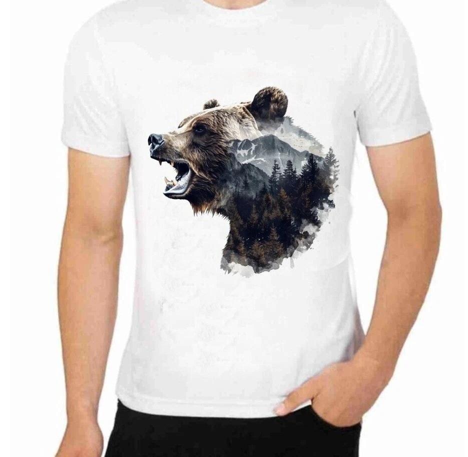 Grizzly Bear Hungary MaD Unique T-Shirt for Men Apparel Wildlife Animal Art S