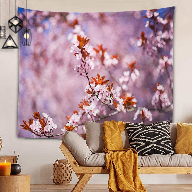 Home Decoration Printing Tapestry Beautiful Cherry Blossom Series Printing Tapestry Home Decoration Holiday Decorations