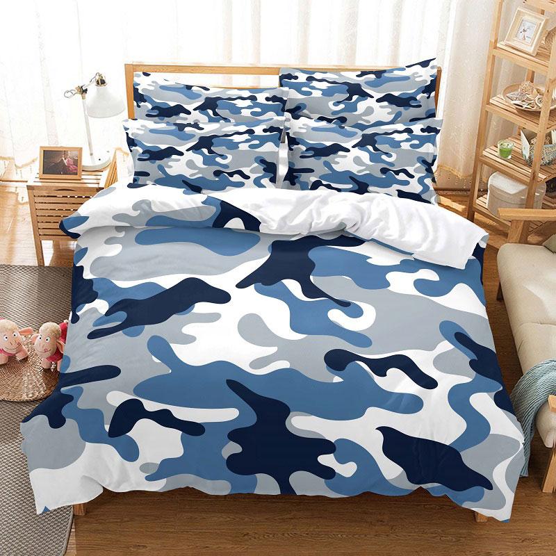 Camouflage Quilt Duvet Cover Set Full Size King Queen 3D Bedding Sets Pillowcase Linen Leopard Double Single Bed 220x240 200x200