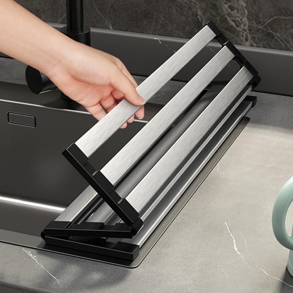 Roll Up Dish Drying Rack Over Sink Drying Rack Sink Cover Kitchen Sink Accessories Gadget Multipurpose Organizer Foldable Stainl