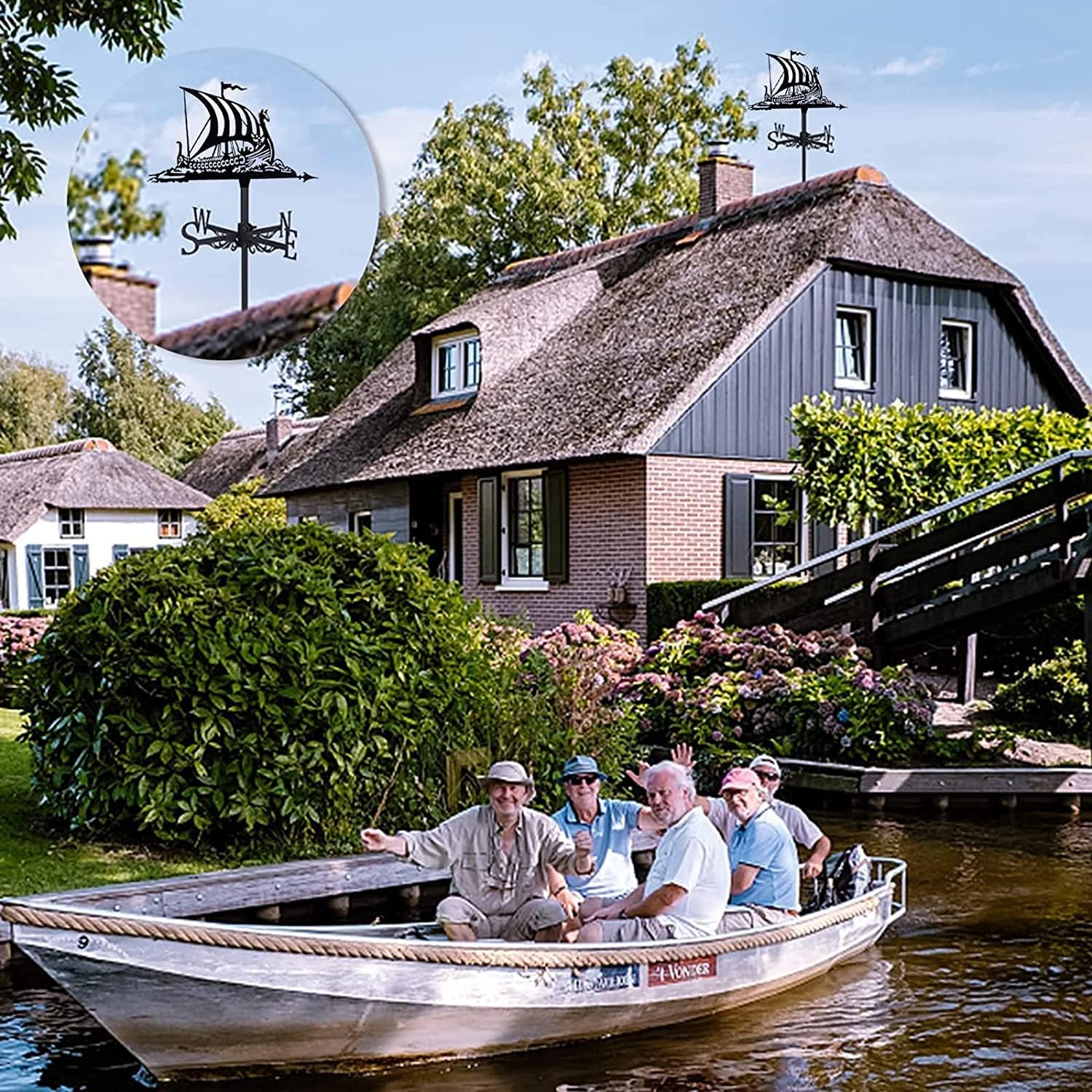 

TOYPEX Weathervane Viking Ship Weather Vane for Roof Metal Construction Weathervane, Sailing Ship Direction Wind Vane for Garden Home Sheds Fence