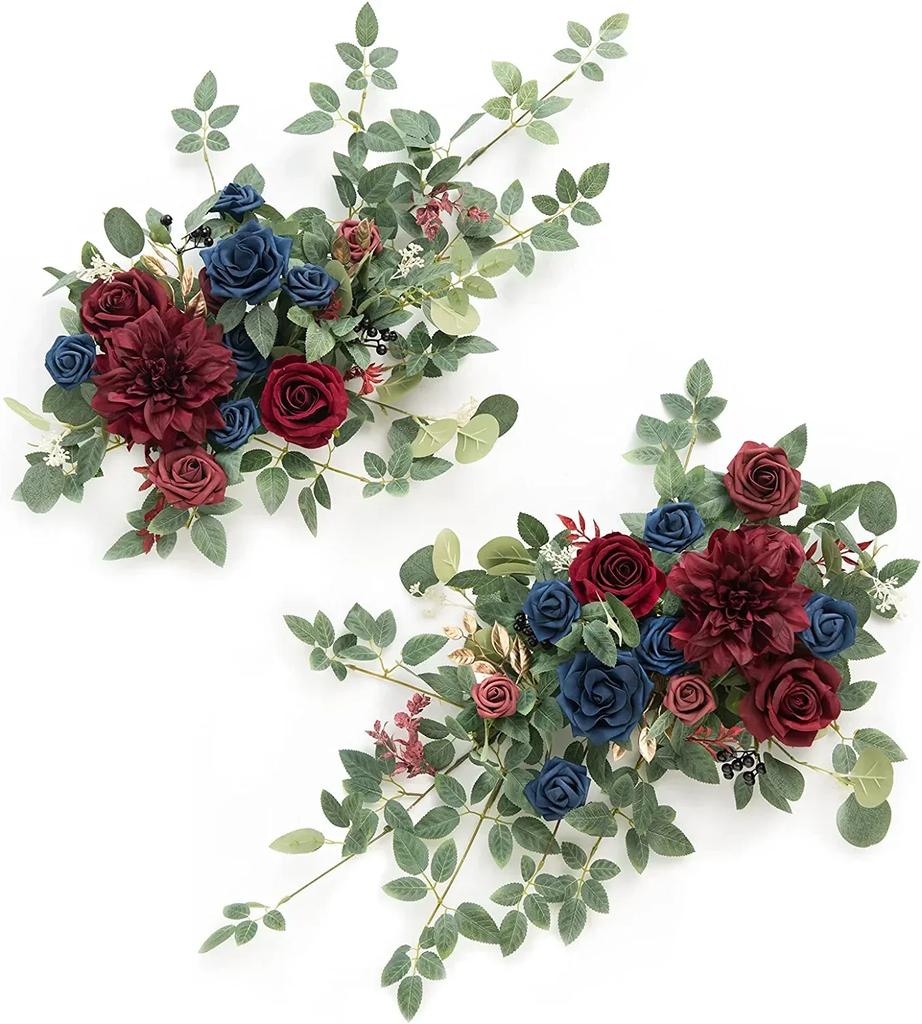 2PCS Artificial Floral Swags Centerpieces Wedding Flower Greenery Arrangements for Table Car Wall Window Arch Home Garden Decor