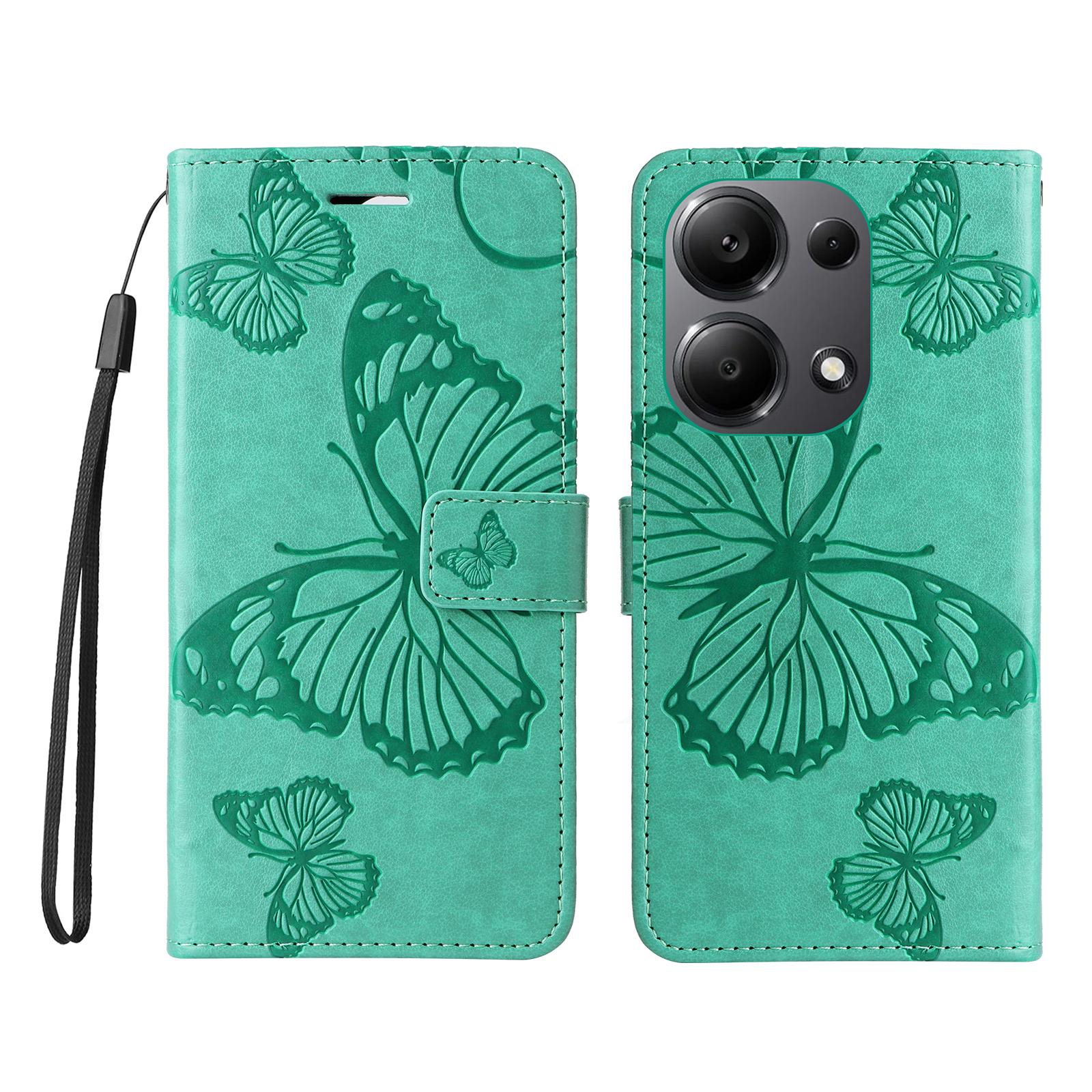 

For Xiaomi Redmi Note 13 Pro 4G/Note 14S 4G/Poco M6 Pro 4G Wallet Case Floral Butterfly Imprinted Leather Phone Cover Stand C