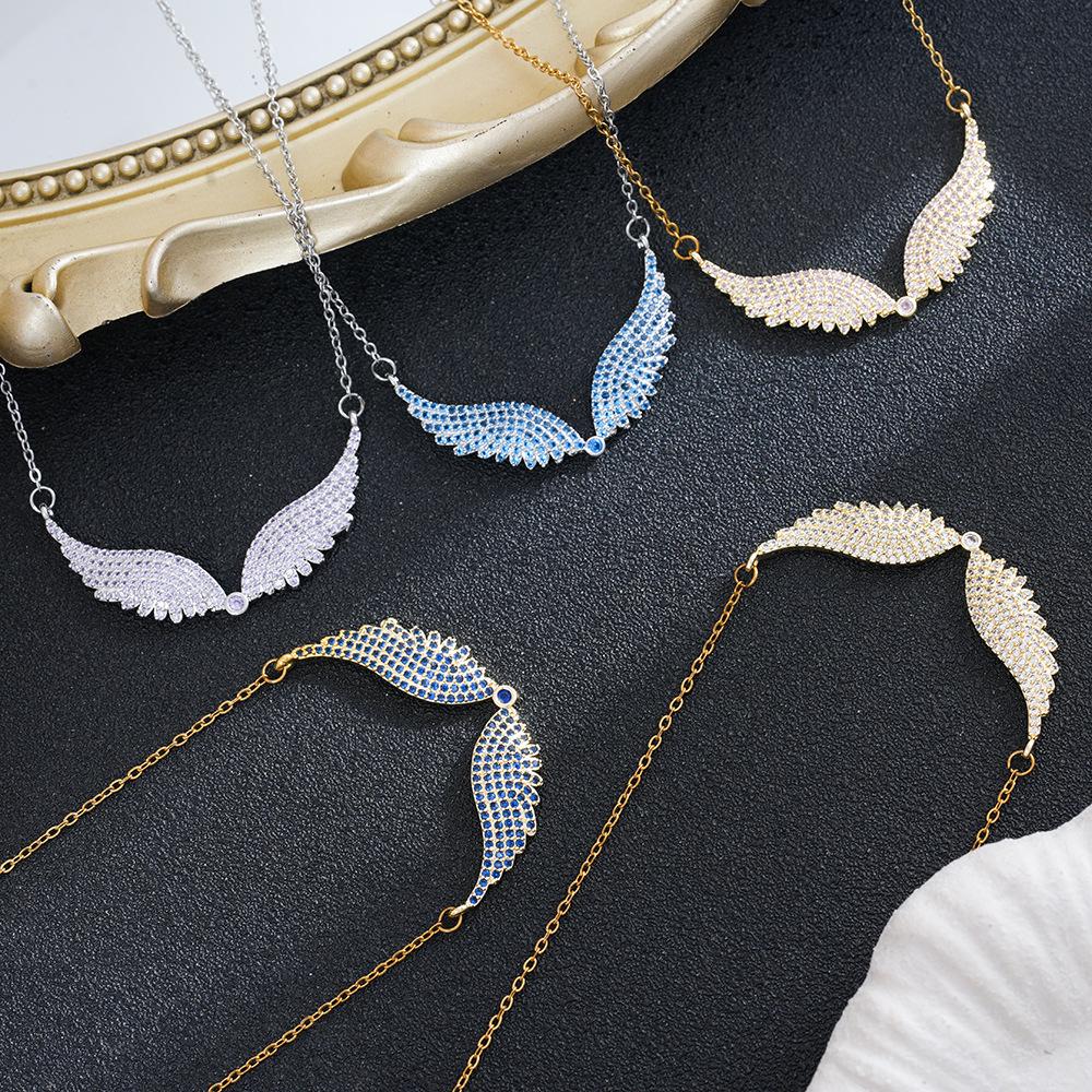 Angel Wings Diamond Necklace - Stylish, Versatile, Collarbone Chain for Women