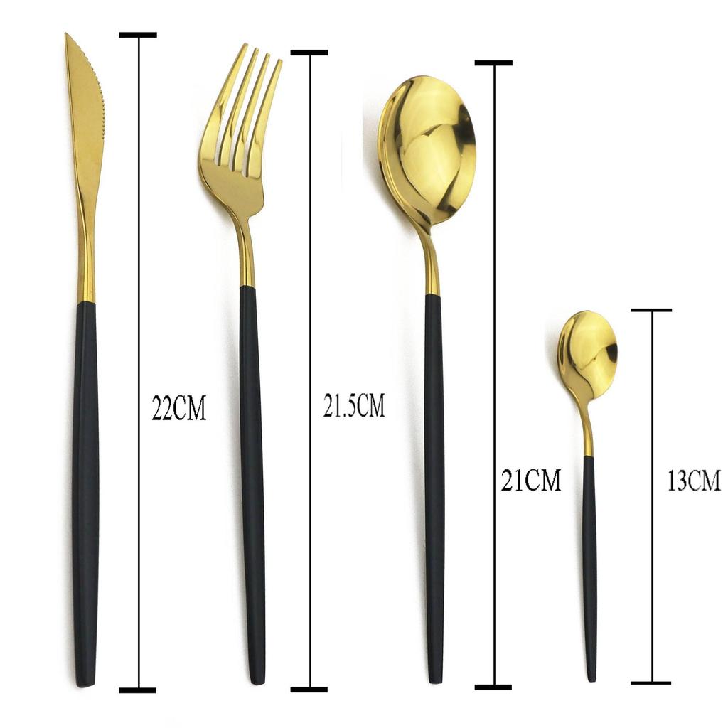 Gold Cutlery Set 24 Piece Tableware Sets Dishes Knives Spoons Forks Stainless Steel Dinnerware Set