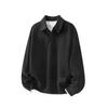 Men's Trendy Black Fake Two-Piece Lapel Hoodie Polo Shirt for Spring/Autumn