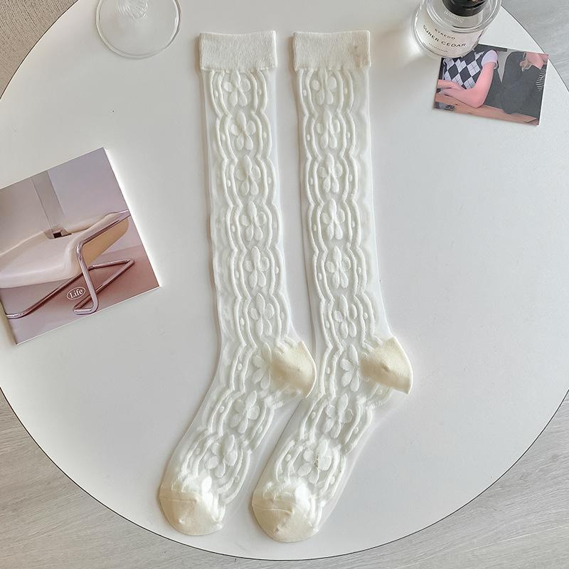 

Женские летние тонкие носки до колена, сладкие, прозрачные, кристальные 1 pair