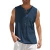 Gilet ampio da uomo Canotta Canotta con lacci Scollo a V senza maniche Pullover in lino di cotone Casual Streetwear