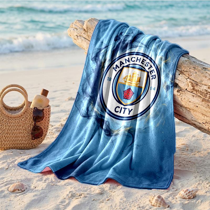 Asciugamano da Spiaggia Tema Manchester City Morbido Asciugatura Rapida?Asciugamano Asciutto Per Vacanze Estive Al Mare Nuoto