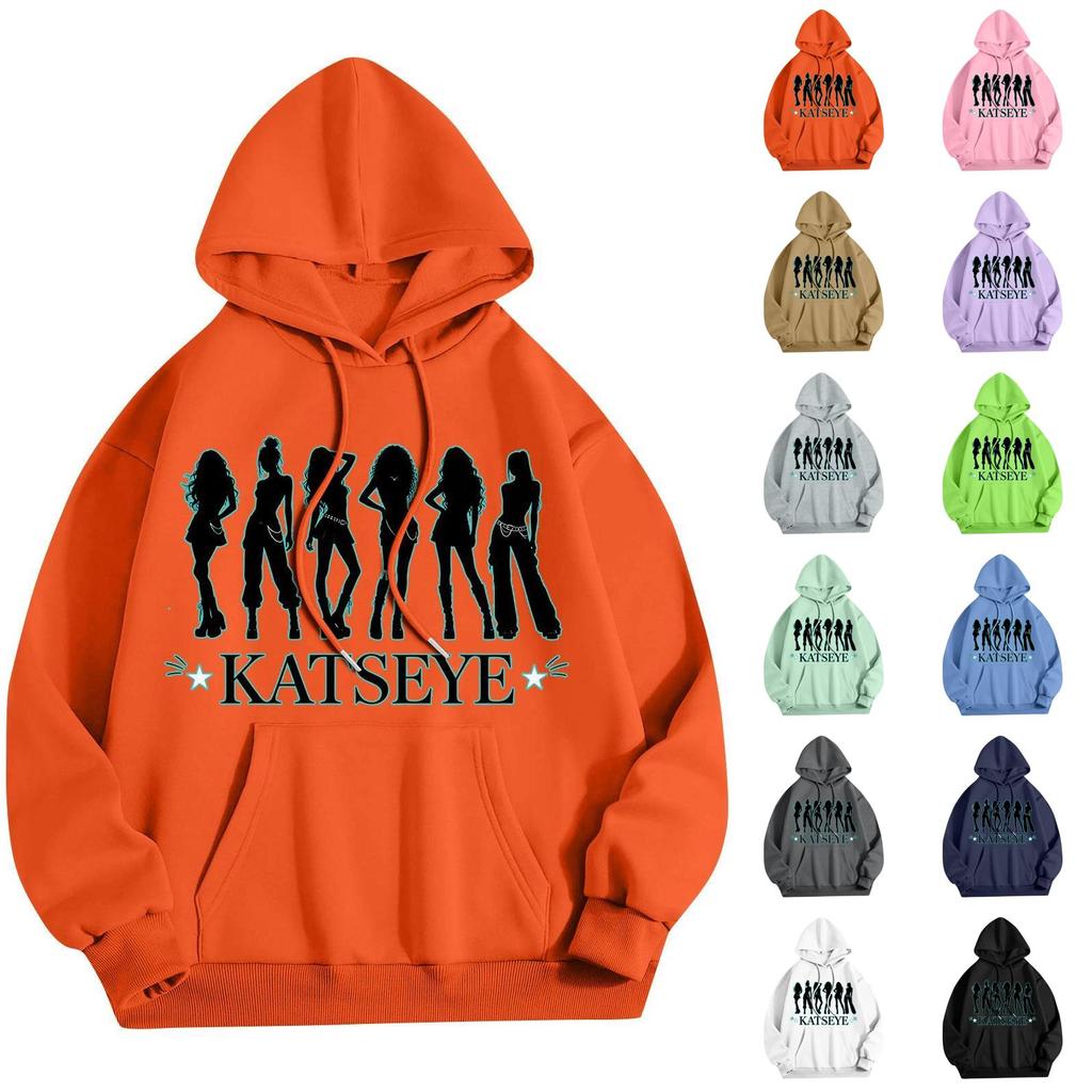Unisex Lightweight Long-Sleeve Printed Hooded Pullover Sweatshirt