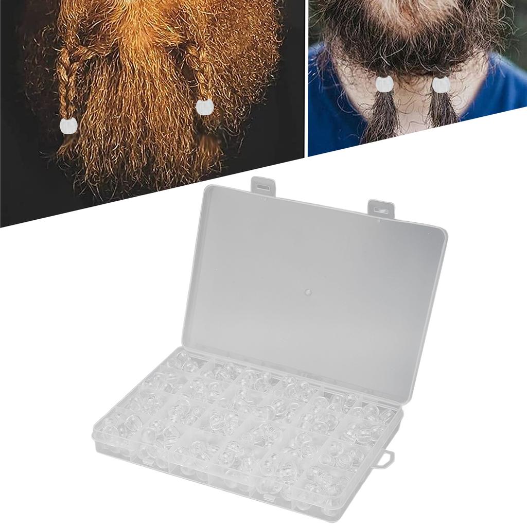 240PCS Beard Beads Transparent Plastic Viking Beard Hair Beads for Braids Ponytails Role Playing