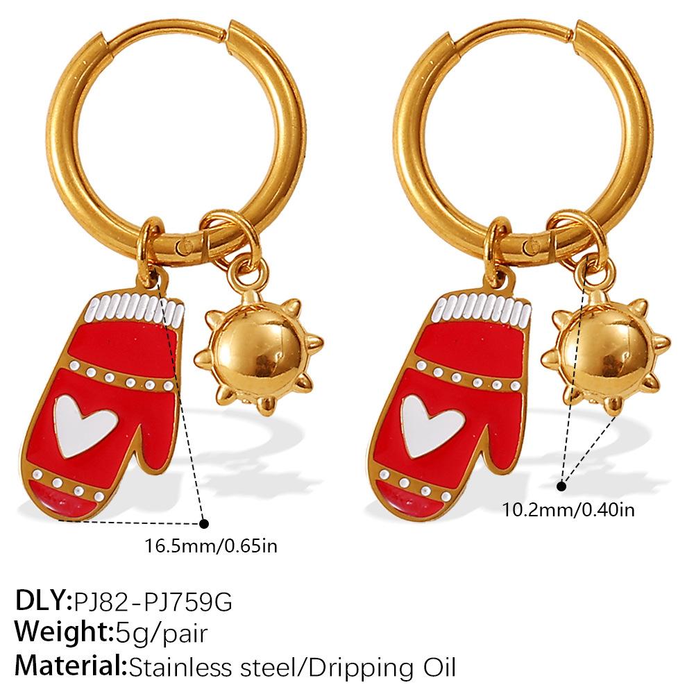 Christmas versatile DIY pendant earrings stainless steel gold-plated atmosphere earrings women