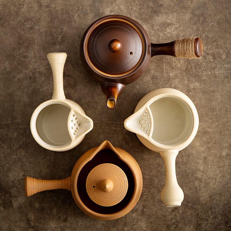 Dibblang Ceramic Side Handle Tea Pot - 420ml Gradient Brown
