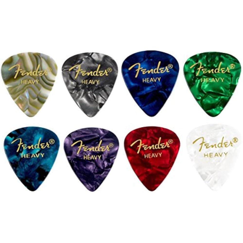 Fender [8 color assorted] 8 sheets (1 each color) teardrop HEAVY guitar picks...