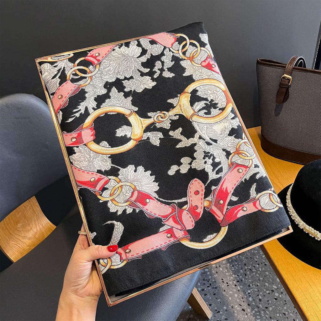 Korean Version of New Chain Age-reducing Printed Scarf Gauze Scarf Sun Protection Thin Air Conditioning Warm Big Shawl Travel Beach Towel