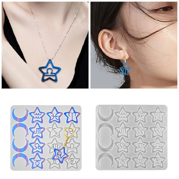 Astrological Silicone Mold For Handcrafted Necklace Charm Heat Resistant Zodiacs Charm Keychain Pendant Mould