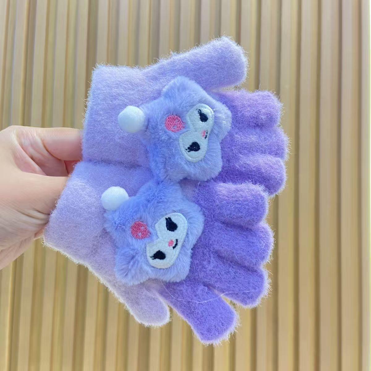 

Korean Style Winter Cartoon Gloves for Kids 3-6 Years - Cute Warm Five-Finger Design for Boys and Girls Large Elastic 2-5 Years