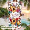 Panda Love Art Print Theme Quick Dry Beach Towel Custom Name Text Print Large Sand Resistant Towel Beach Vacation