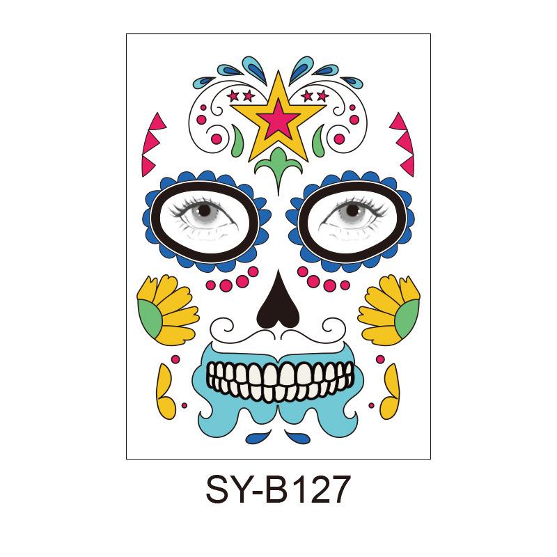 Cross Border Halloween Scene Tattoo Stickers Waterproof Sweat Day Of Dead Makeup Ball Funny Facial