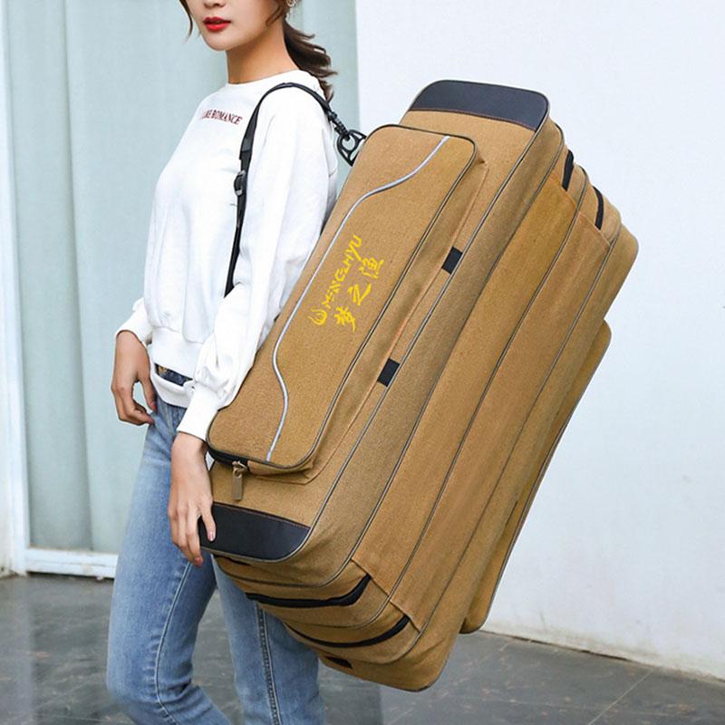 SCIONE Canvas Thick Fishing Gear Bag Large-capacity Waterproof Fishing Bag Multifunctional Sea Pole Bag