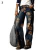 Damen Retro High Waist Wide Leg Floral Print Lange Lockere Jeans Hosen