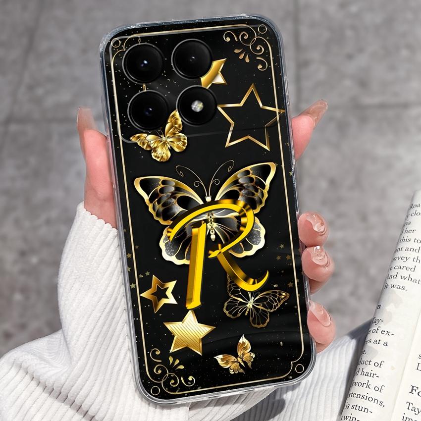 Casing For Redmi K70 K80 K60 K50 K40 K30 K20 Pro K70e K60e K90 Pro Max Phone Case Premium Letters Pattern Transparent TPU Back Cover For Redmi Housing