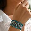 5Pcs Elastic Turquoise Beads Bracelet Bohemian Hand Chain New Beaded Bangles Set  Jewelry