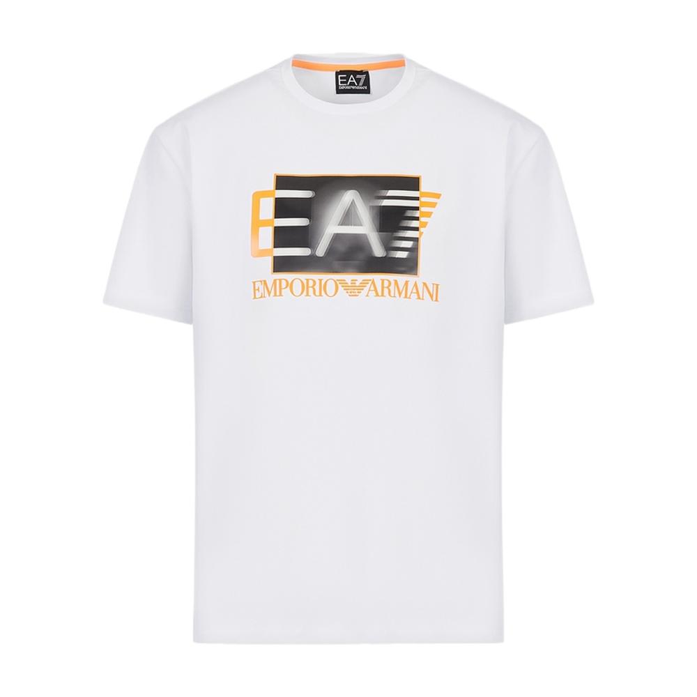 Emporio Armani EA7 SS23 Letter Logo Print Crew Neck Short Sleeve T-Shirt Men tops White 3RPT02-PJNUZ-1100 L