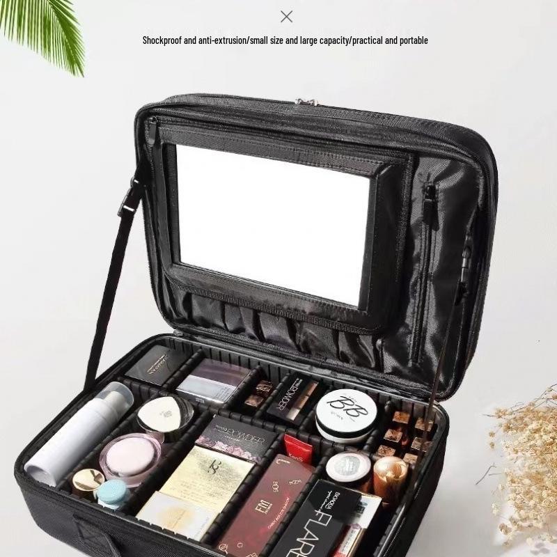 

Косметичка большой вместимости с зеркалом: Портативный женский органайзер для косметики для инструментов, плойки, аксессуаров для нейл-арта и микроблейдинга Mini Pink No Mirror