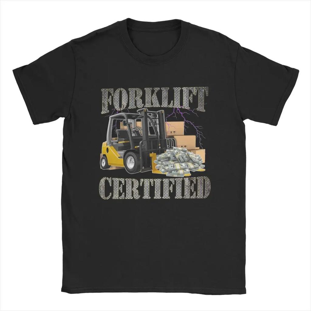 Men Forklift Certified Operator T Shirt Pure Cotton Clothes Leisure Short Sleeve Round Neck Tees Birthday Present T-Shirts