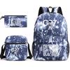 Large Capacity Schoolbag with Shoulder Strap; Student Three-piece Pencil Case Set