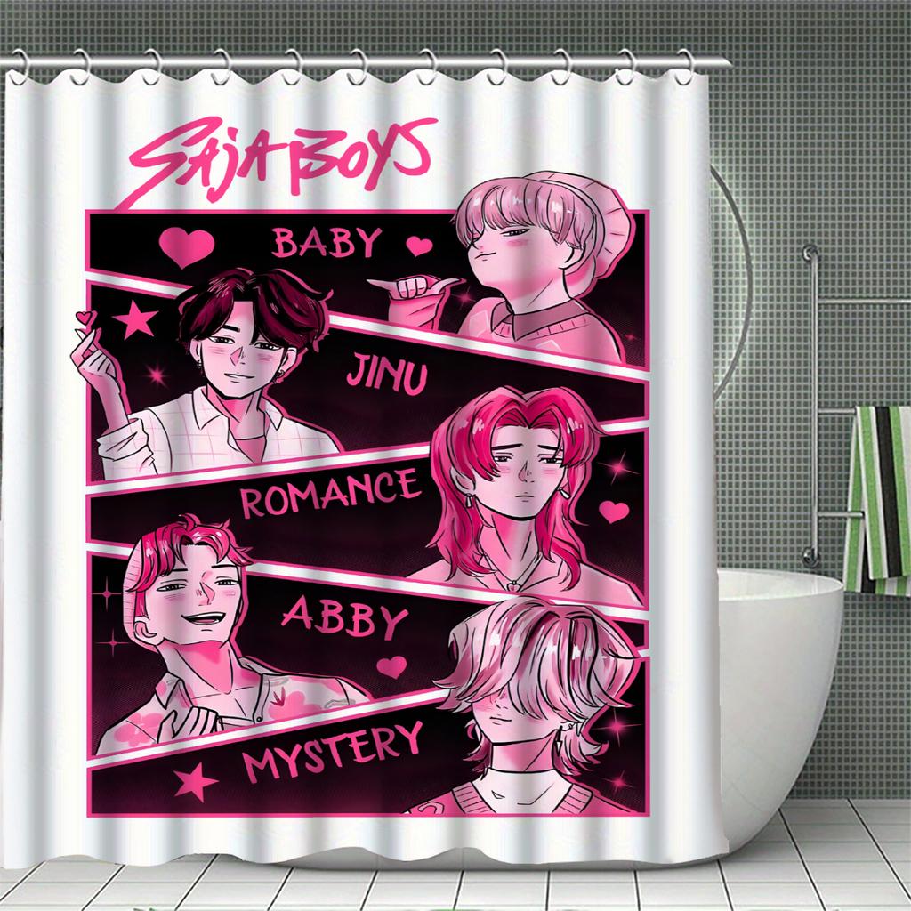 K-POP D-Demon H-Hunters Sprchové závěsy Omyvatelná tkanina Polyester Pro vanu Umění Koupelnová dekorace S háčky Vodotěsný závěs