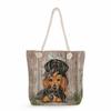 Sausage dog print thick rope single-shoulder beach bag 7274 CLE