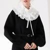 Elegant Gothic Victorian Layered Ruffle False Collar Choker with Ties for Women and Girls Detachable Pleated Shawl Cape